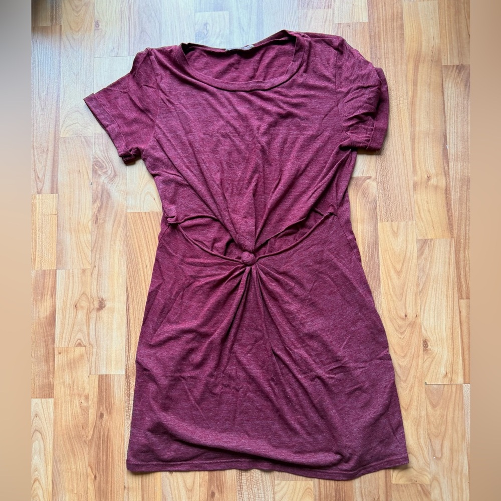 Honey Punch Maroon TShirt Dress with Cutout